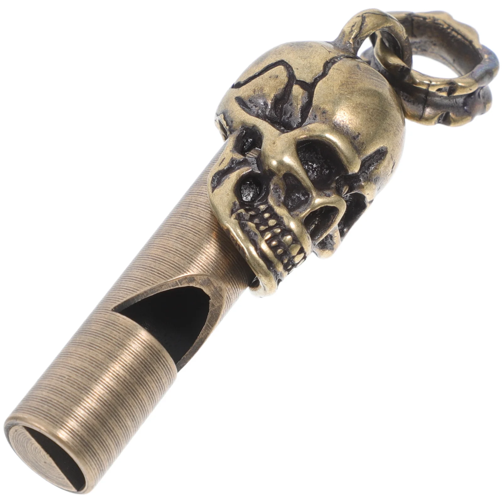 Skull Head Whistle Premium Copper Durable Spooky Design Emergency Safety Whistle Creative Party Decor Jewelry Accessory