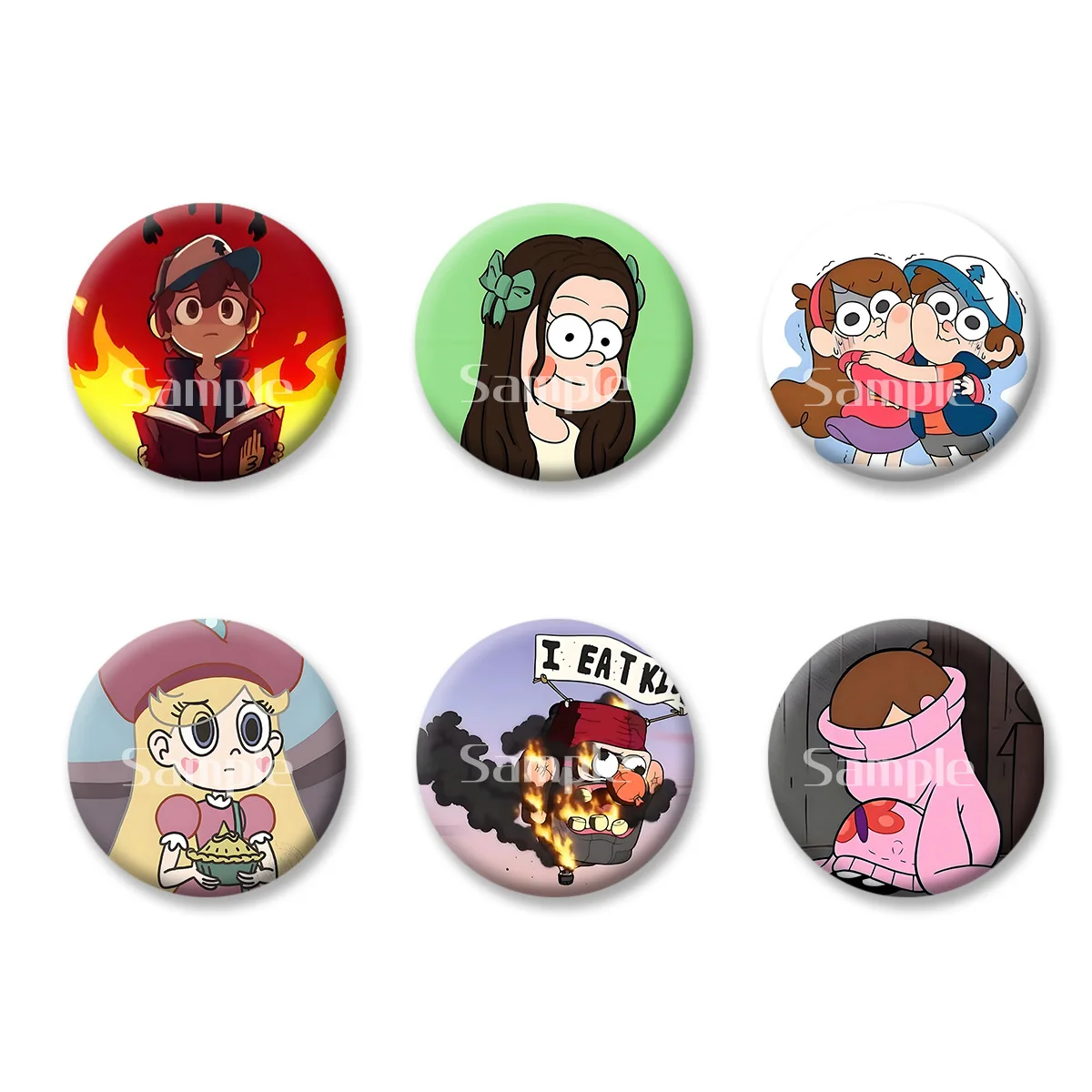 

Gravity Falls Mabel Dipper Anime Cartoon Flash Badge Keychains Makeup Mirror Fridge Magnet ACG Goods Game Peripherals Toy Gift