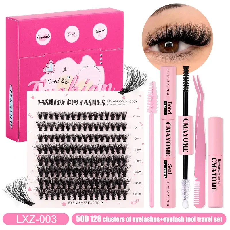 New Single Cluster Segmented False Eyelashes 128 Clusters Travel Outfit Small Square Box Portable Daily DIY Eyelash Set Makeup