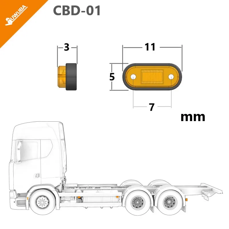 RC Simulation LED 3V Width Indicator Light Side Light for 1/14 Tamiya RC Truck SCANIA 770S R620 VOLVO Arocs MAN Car