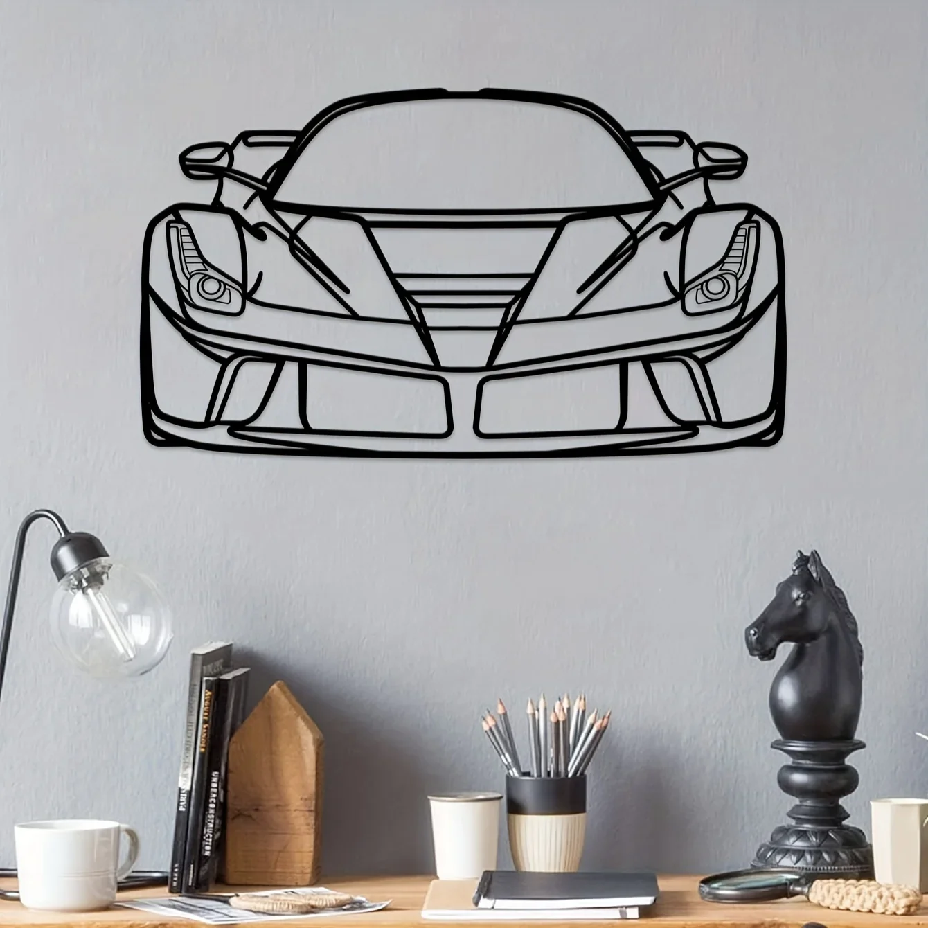 1PC, Metal Sign Decor, Sports Car Metal Wall Art Pendant, Wall Hanging Decor, Hollow Silhouette Art, Interior Home Decoration