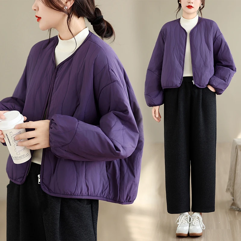 Casual Short Cotton Jacket Autumn Winter New Style Slimming Versatile Large Size Artistic High End Anti-Aging for plus Size W...