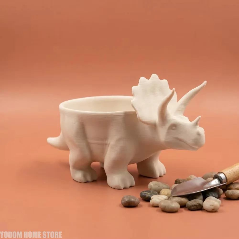 Animal Figurine 3D Printed Dinosaur Flowerpot Desktop Decoration Ornaments Small Storage Funny Mini Flower Pot Balcony