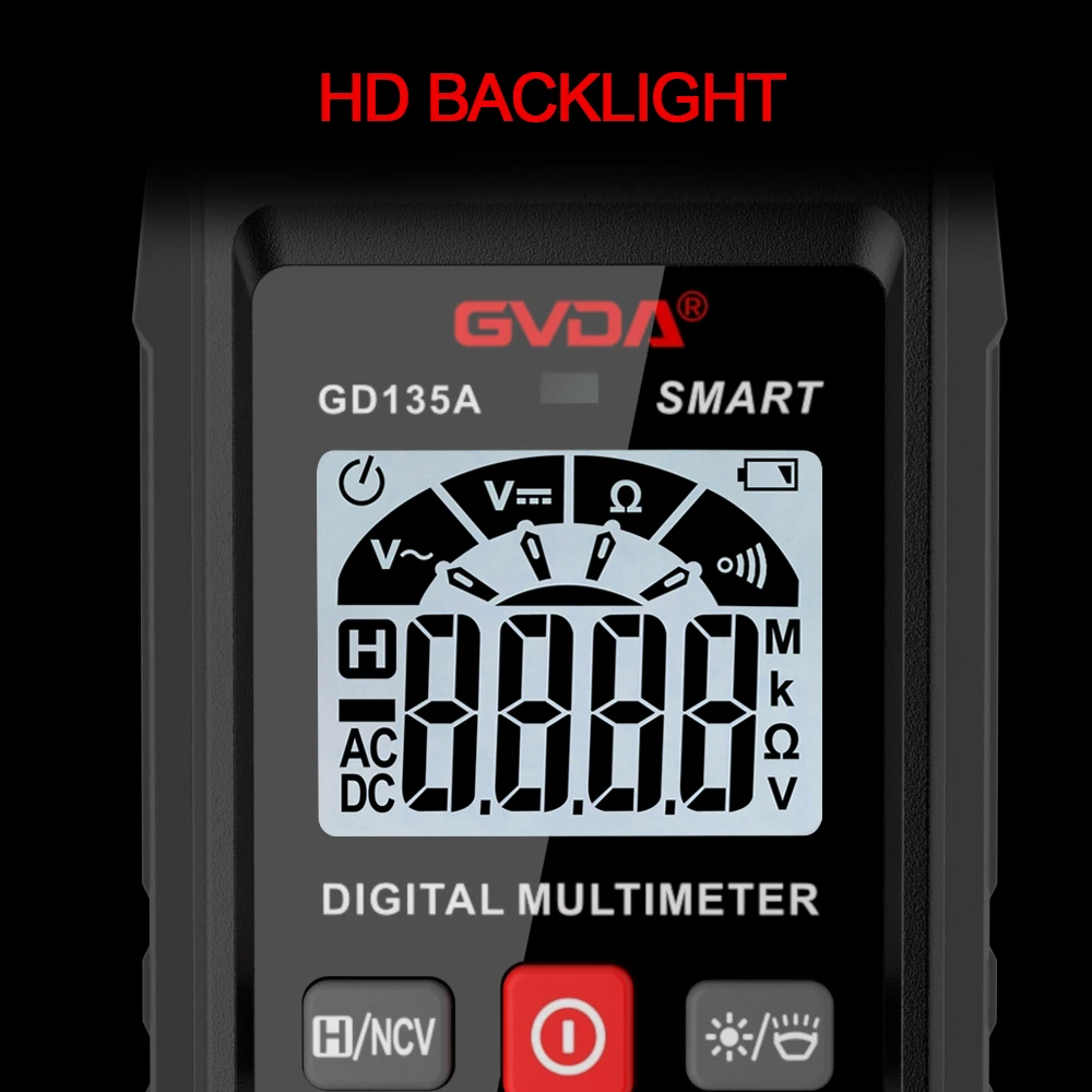 GVDA Digital Multimeter Auto Range DMM Voltmeter True RMS AC DC NCV Ohm Voltage Meter Multi-meter 4000 Counts Smart Multitester