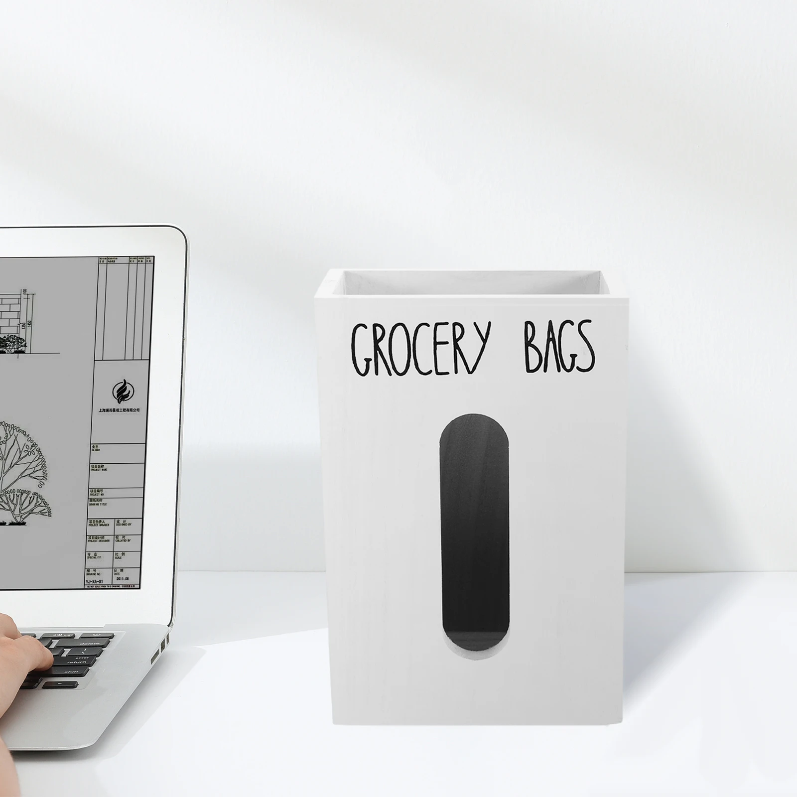 

Wooden Storage Box for Plastic Bags Groceries Large Capacity Trash Bag Holder Garbage Organizer Home Office Neat Space Saving