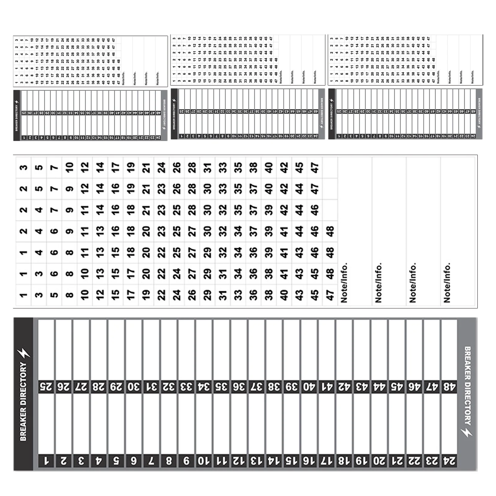 2 set 2 Sets Electric Panel Labels Stickers Waterproof Pvc Numbered Breaker Box Labels For Circuit Identification Load Center