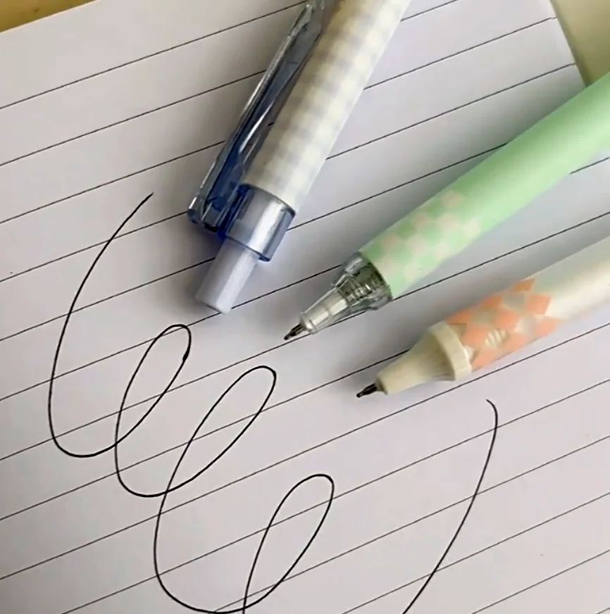 Kit 6 Pen Pink Blue Green Black Retractable Gel Ink Pen for School Material