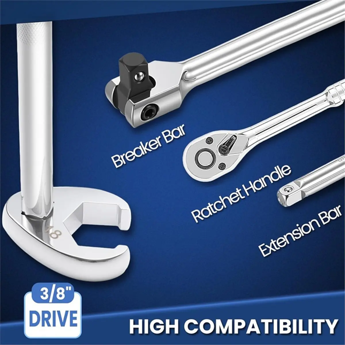 

Набор метрических ключей-гвоздодеров (3/8 дюйма) из 10 предметов, 10-22 мм, для работы в труднодоступных местах в автомобиле и сантехнике, с органайзером-клипсой