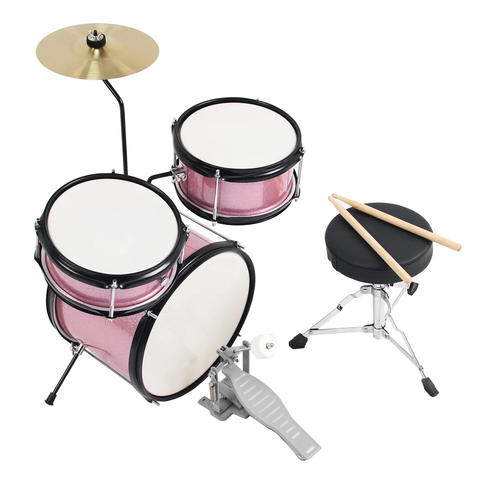 Customizable Pink Junior Drum Kit Multifunctional Kids Percussion Instrument for Jazz Music