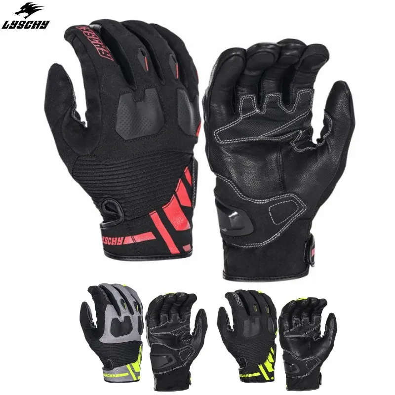 

LYSCHY GW-S03 Breathable Non-Slip Touch Screen Leather Guantes Moto Full Finger Motorcycle Luvas Motocross Riding Gloves