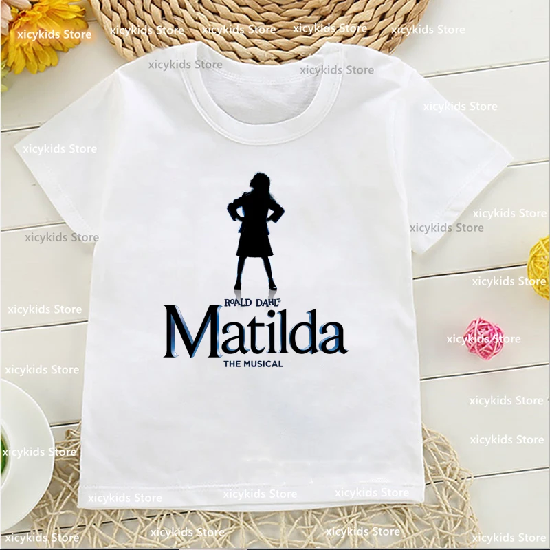 2023 New Arrival dziewczęca koszulka film Matilda nadruk graficzny dziewczęca moda śliczna odzież dziecięca Tshirt letnia biała koszulka z okrągłym