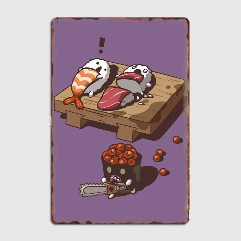 

Sushi Chain Saw Massacre Metal Sign Poster Garage Living Room Decor Sign Cinema Living Custom Tin Vintage Home Decoration Wall