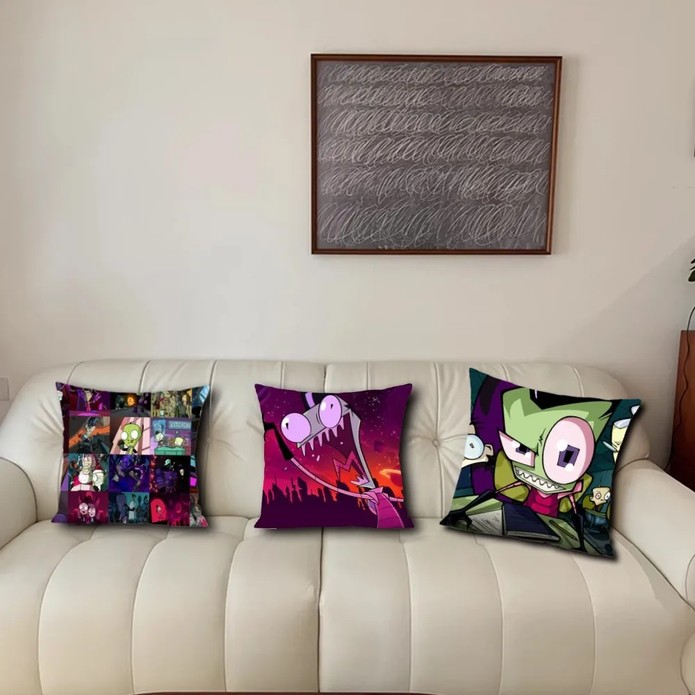 I-Invader Cartoon TV  Pillow Case For Sofa Bedroom Living Room Office Bedside Z-Zim Table Backrest Cushion Printing Square