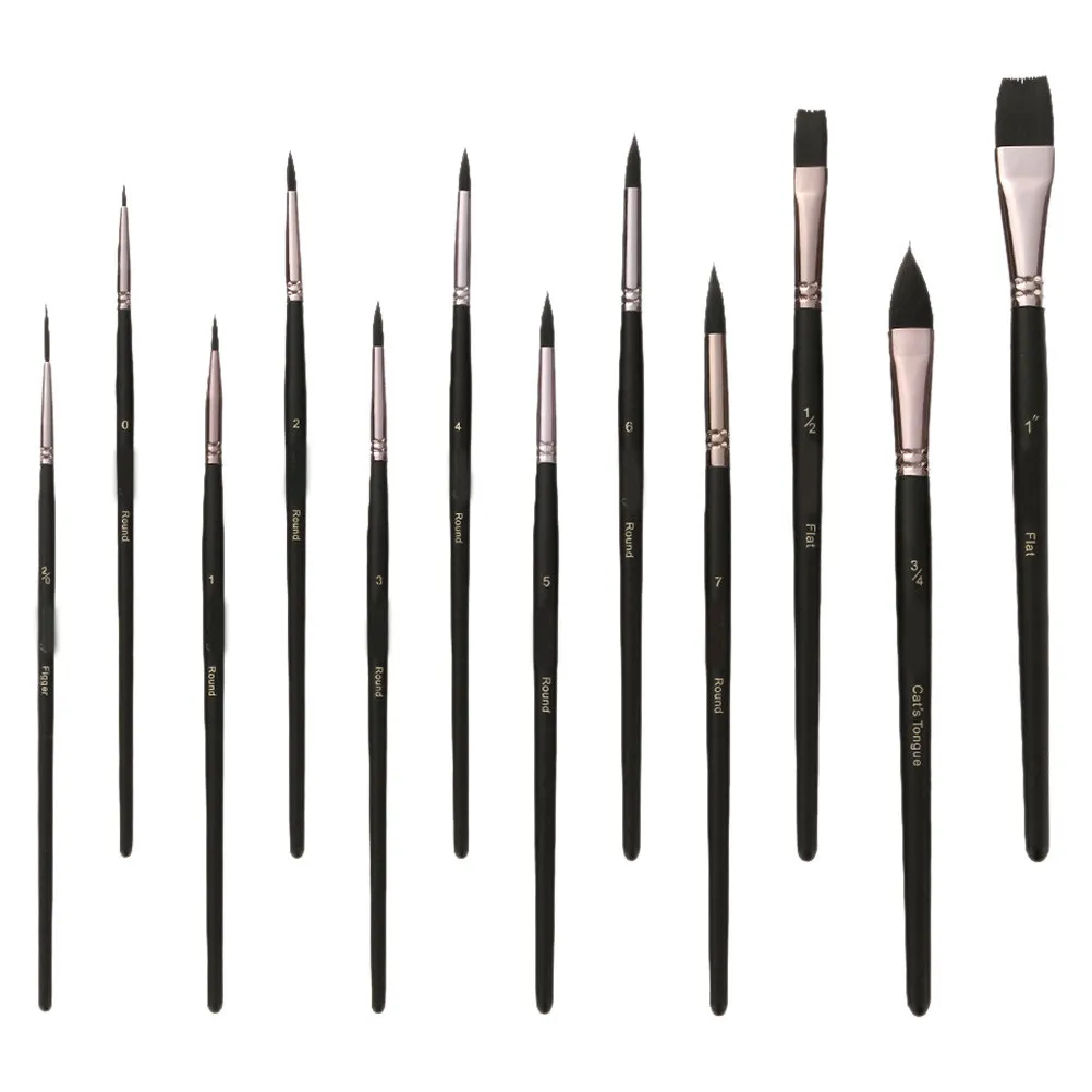 

Набор из 12 профессиональных кистей для акварели с гладкими деревянными ручками, миниатюрные кисти-линеры для детализированной рисовки и художественной работы