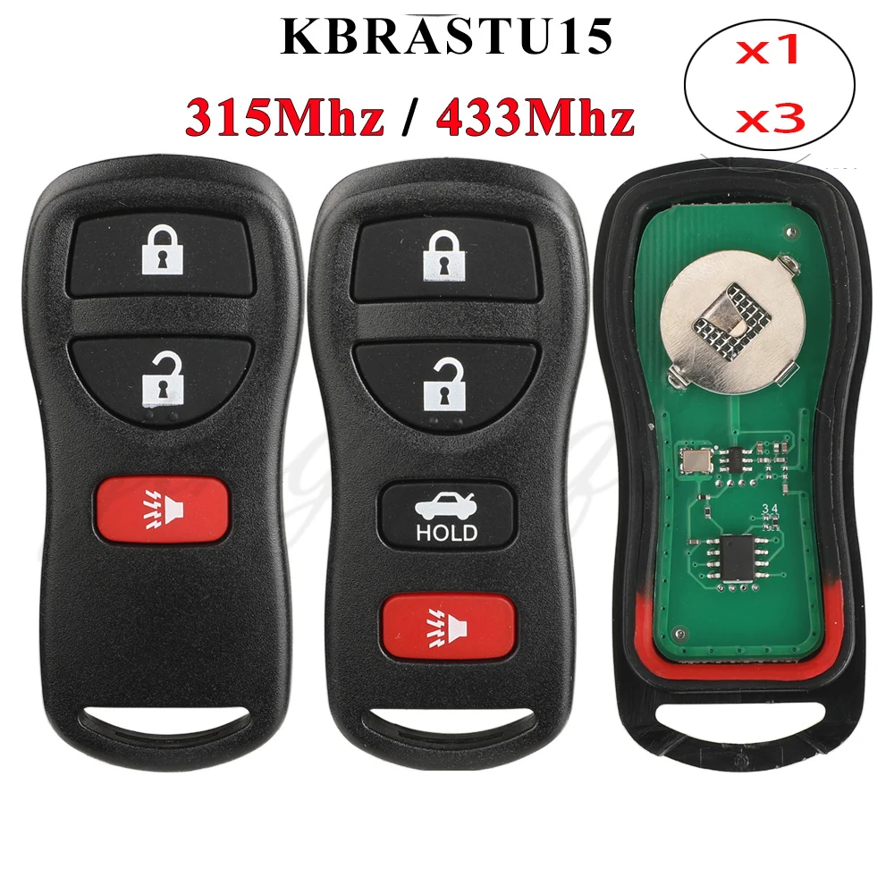Llave remota jingyuqin X1 X3 315/433Mhz para Nissan Armada Frontier Murano Pathfinder Quest Titan Xterra 2002-2007