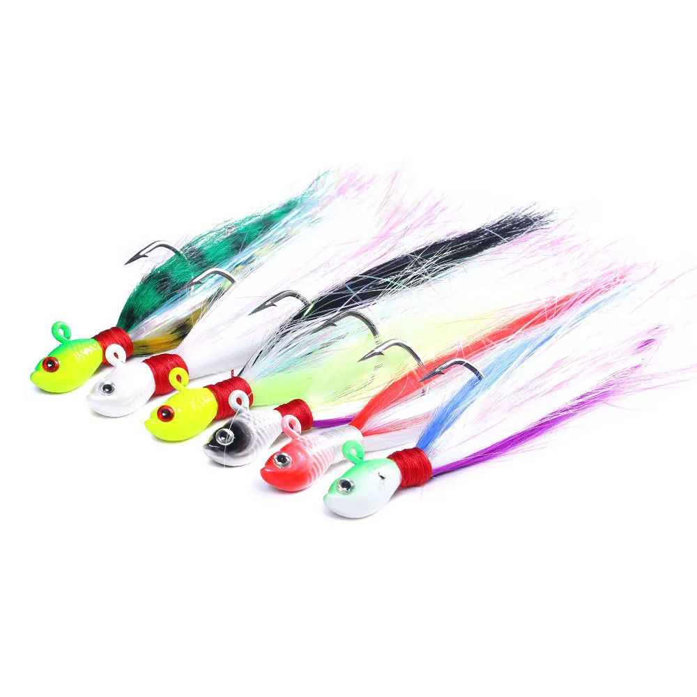 

New Arrival Jigging Fishing Lure 3D Eyes Soft Hair Metal Jig Hook Saltwater Bass Fishing Lures