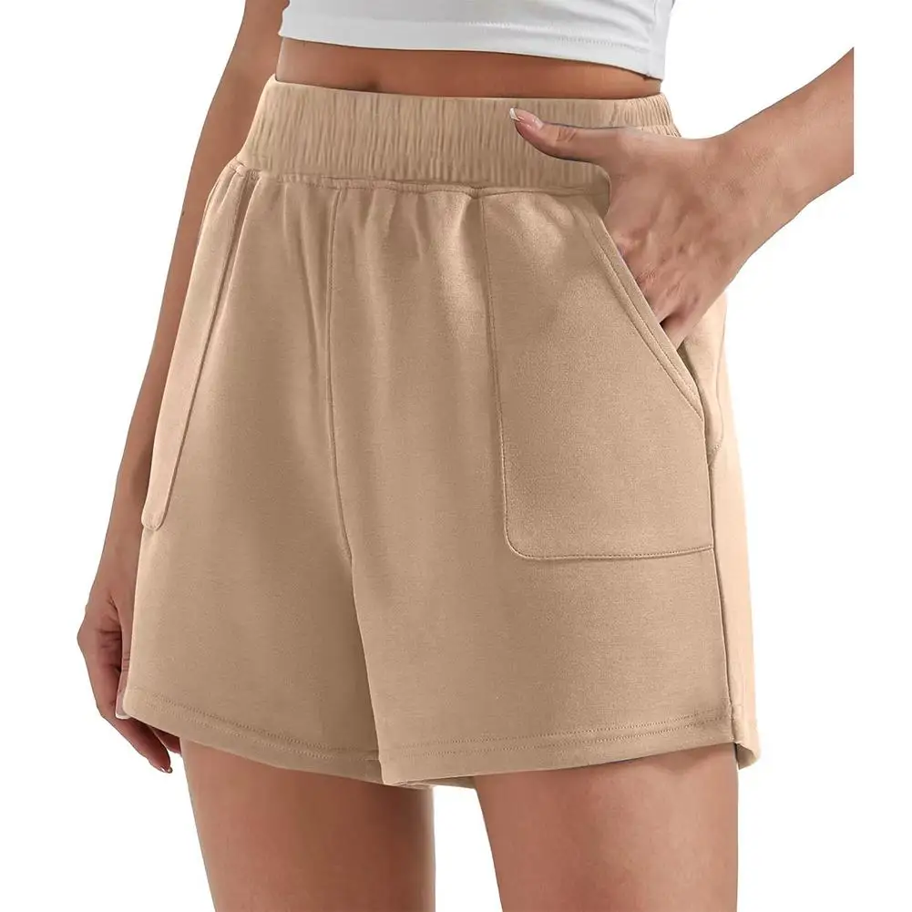 Pantaloncini estivi comodi Pantaloncini estivi alla moda Pantaloncini tinta unita applicabili per la lunghezza regolare del tessuto in poliestere femminile