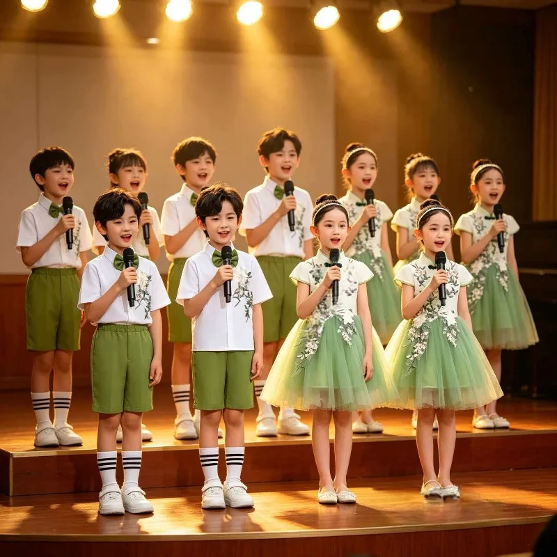 

Kindergarten poetry reading performance costumes Children's collective chorus Girls' princess skirt