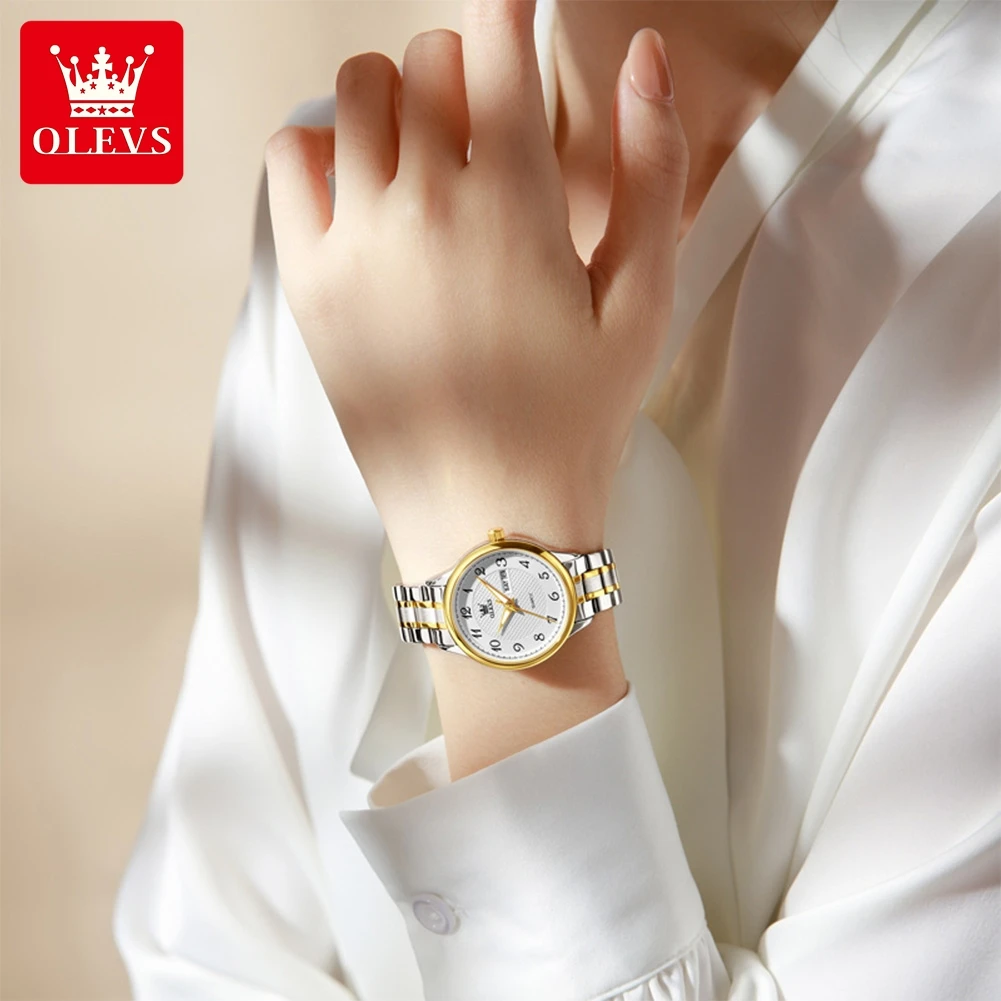 OLEVS Women Watches Date and Day,Ladies Watches with Silver Gold Stainless Steel,Elegent Female for Small Wrist Watch 5667