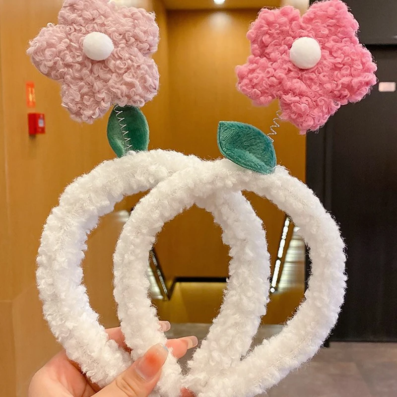 Creative Lamb Plush Flower Hairbands For Girl Woman Cute Korean Headwear Head Hoop Headbands Hair Accessories Ornaments