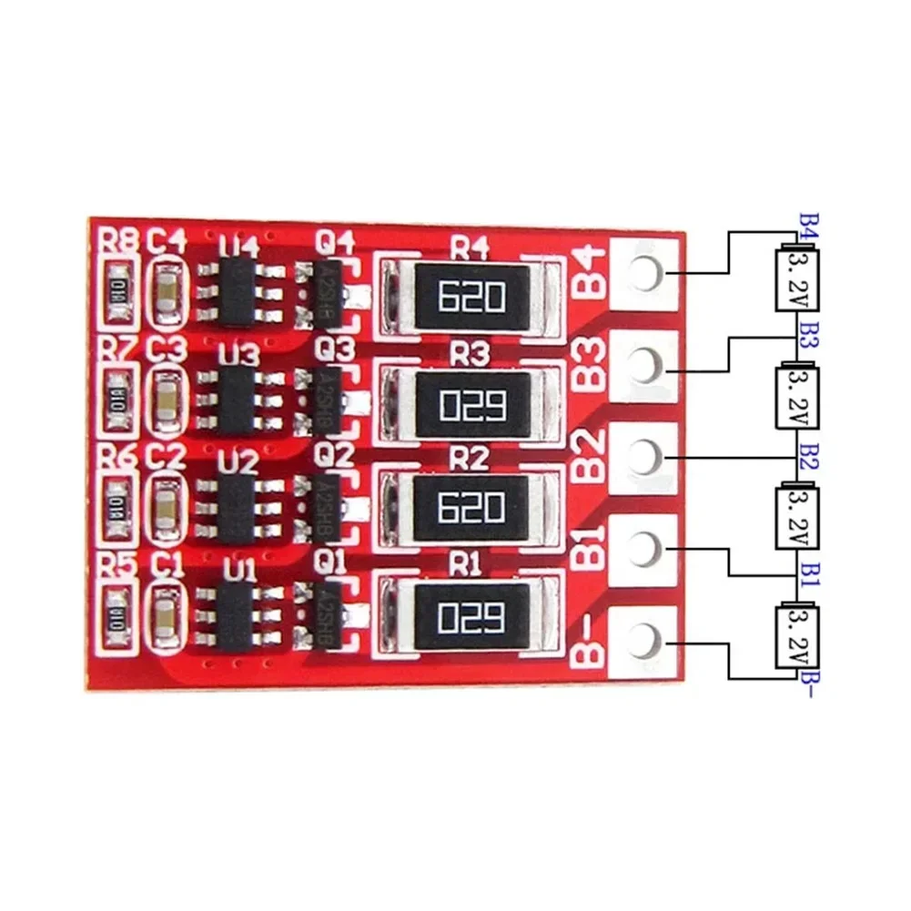 4S 12,8 В LiFePO4 Защитная плата литий-железовой батареи с балансировочной платой для номинального напряжения 3,2 В LiFePO4 батареи