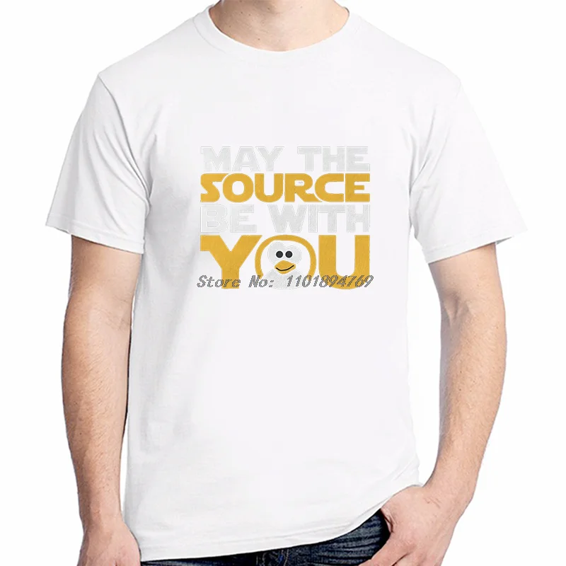 May The Source Be With You Special Cotton T-Shirt Linux Operating System Tux Penguin Summer High Quality Streetwear Mens Clothes - view 6