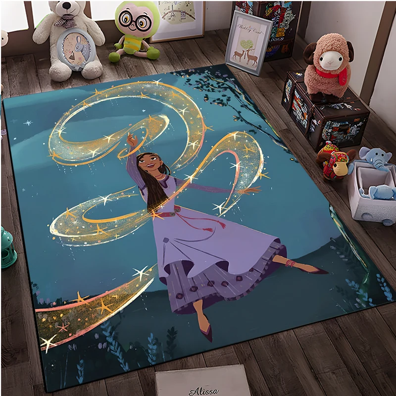 Disne Cartoon Wish Pattern Rug Carpet for Living Room Bathroom Mat Creative Doormat Carpet for Bedroom Home Decor Coffee Tables