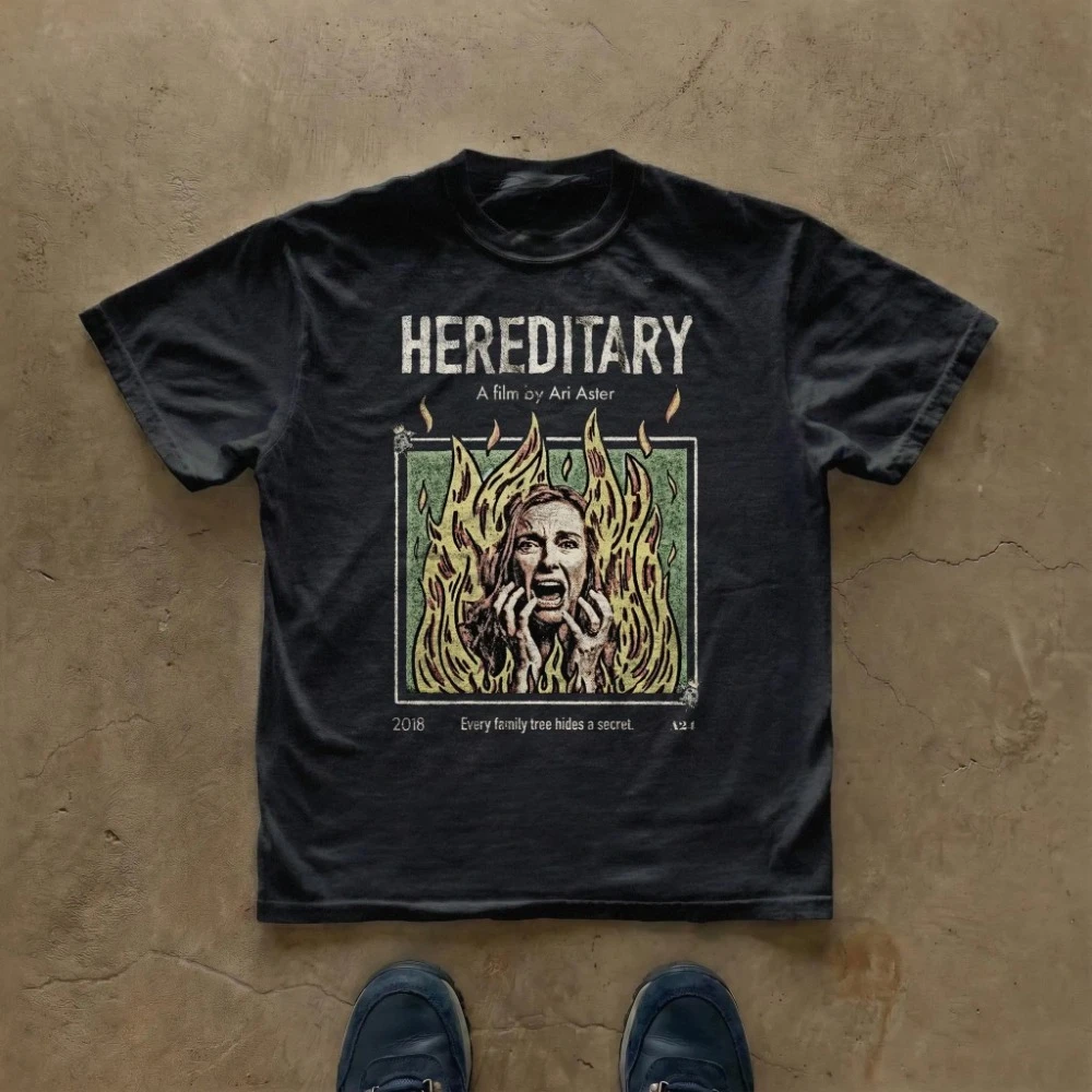 Hereditary Movie Poster T-shirt Vintage Film Horror Tee Graphic Short Sleeve Men's T-shirts for Summer Unisex