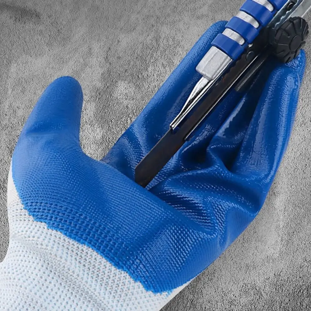 12pairs Nylon Safety Working Gloves Excellent Grip Anti-puncture Protective Work Glove Wear-Resistant Non-Slip
