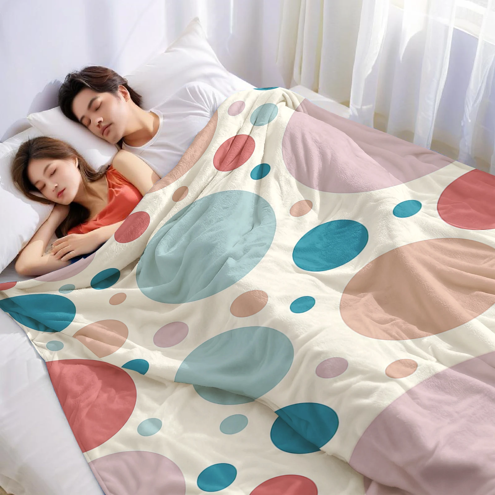 astel Polka Dot Lightweight Microfiber Flannel Blanket Soft Warm Cozy Throw All Season for Bed Sofa Office Travel Gift