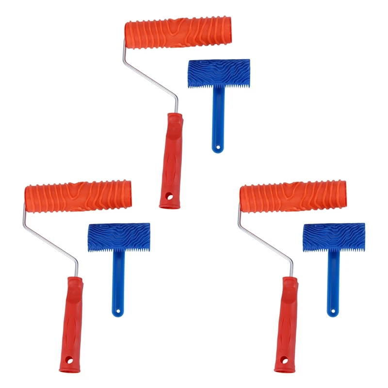 

M12K-6X Imitation Wood Pattern Tool Set Eg300t 7 Inch Rubber Roller + Ms16 Imitation Realistic Wood Grain Tool