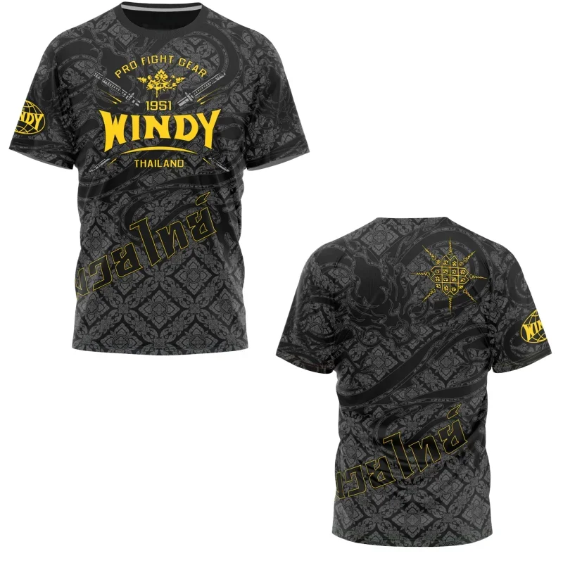 Windy Muay Thai Quick Dry Short Sleeve Tee Thailand Boxing Kickboxing MMA Gym Training Fitness Crew Neck Sports T-shirt