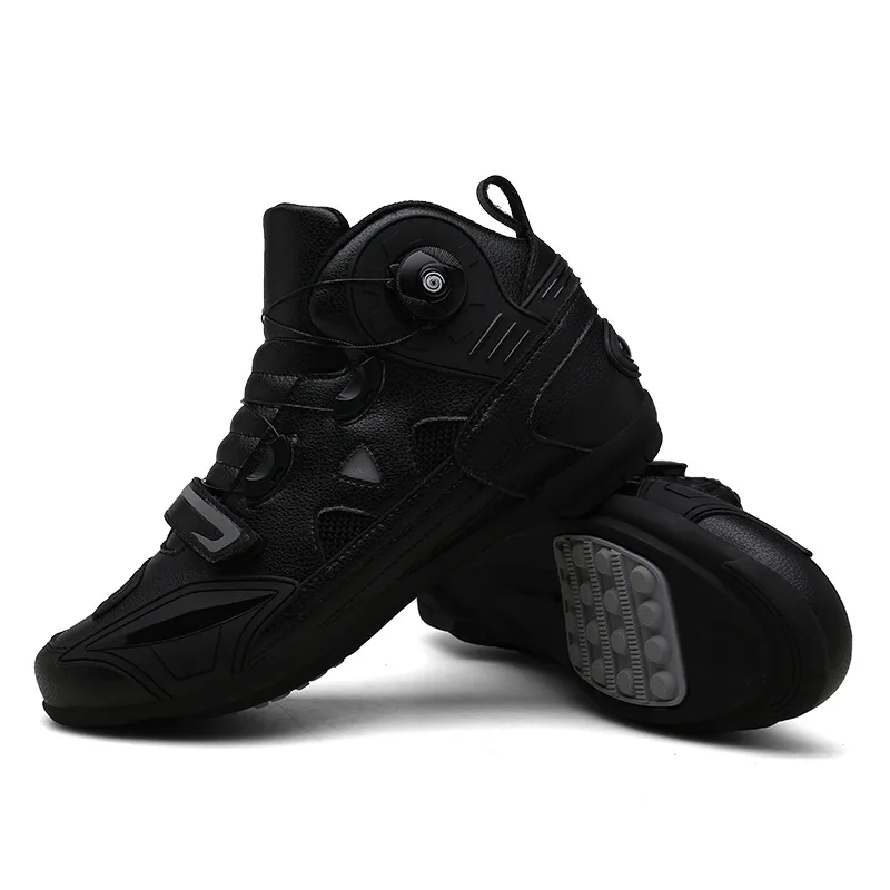 

Leather Motorcyclist Boots Men's Motorcycle Ankle Boots Motocross Racing Shoes Women Breathable Mesh Biker Boots Anti-slip Shoes