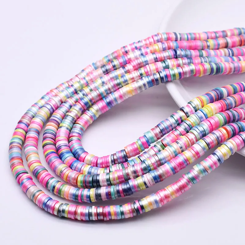 New Bright Color 6mm Jewelry Findings Flat Round Polymer Clay Beads Spacer Loose Beads For Jewelry Making Bracelet Accessory