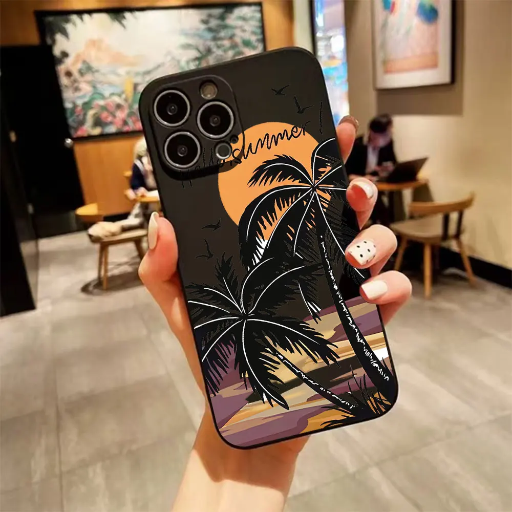 Retro Beach Pattern Phone Case For iPhone 17 16 15 14 13 12 11 Pro XS Max 7 8 6 Plus Mini Air 17e 16e X XR Matte Silicone Cover view 4