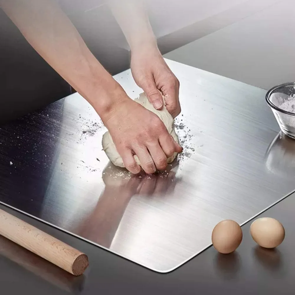 This Stainless Steel Kitchen Cutting Board Is Easy To Clean, Double-sided and Versatile Suitable for Handling Kitchen Vegetables