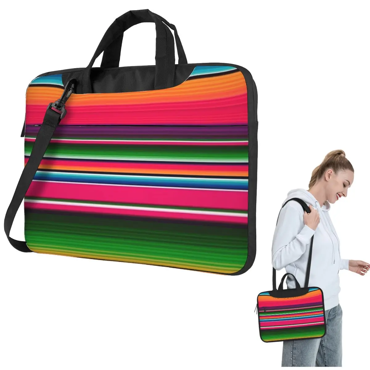 

Mexican Blanket Striped Fiesta Serape Crossbody Laptop Bag Case Computer Bag Resistant Protective Notebook Pouch for Lenovo