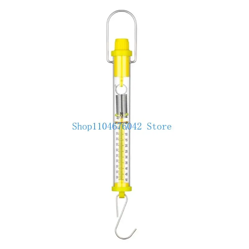 652F Yellow Metal Plastic Cylinder Dynamometer Spring Scale for School Laboratory