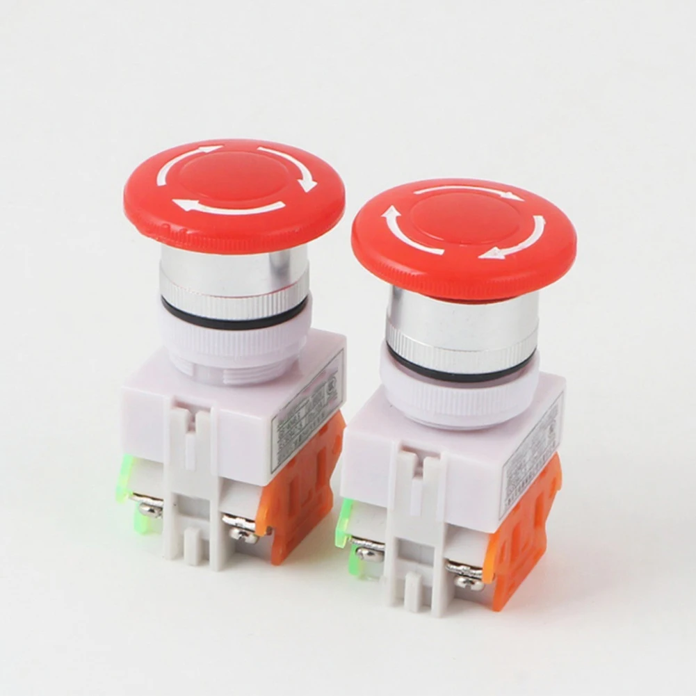 

10A LAY37-11ZS 1NO 1NC DPST Exigent Stop Push Button Switches With Red Mushroom Cap Button Switch Latching Self Lock Switch Butt