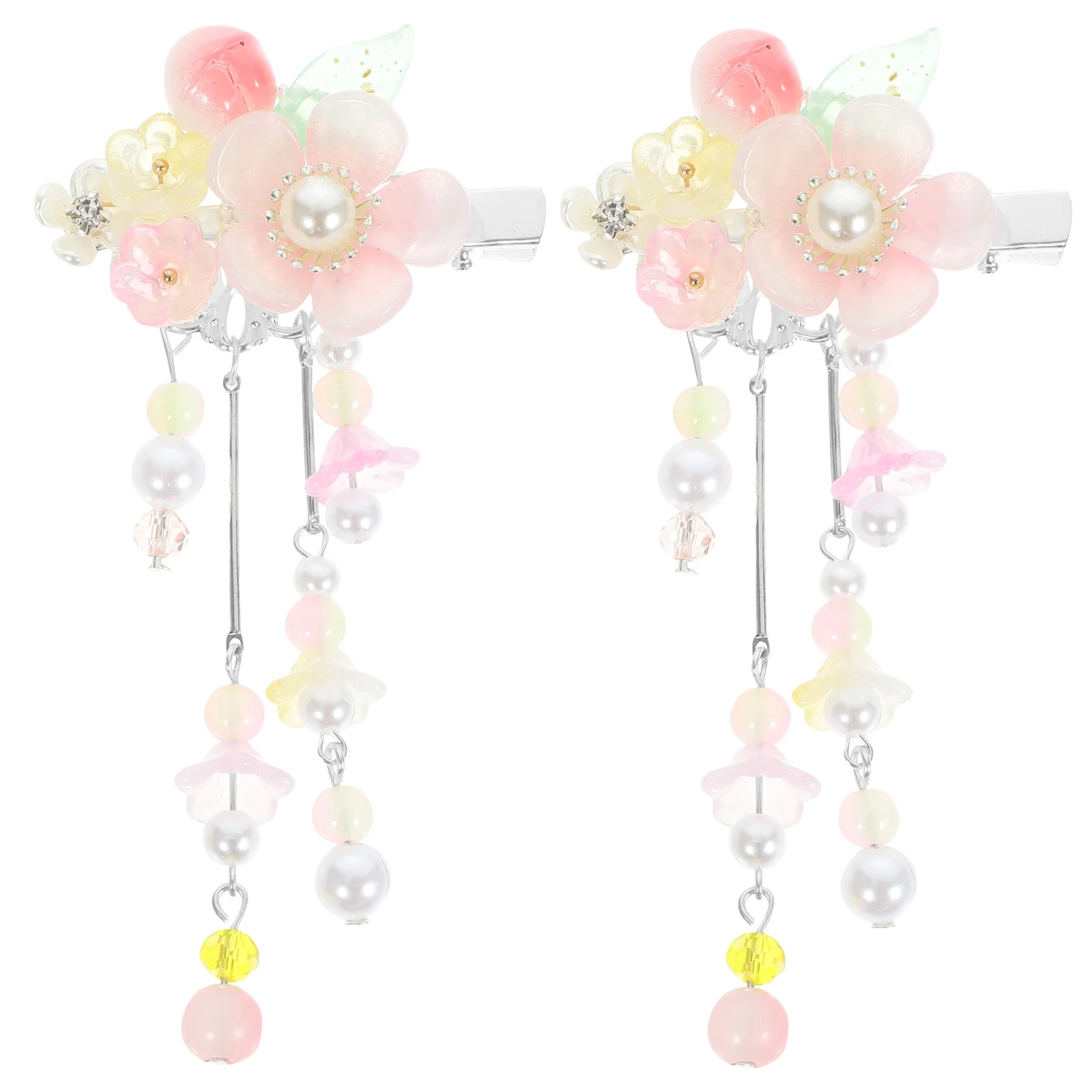 1 زوج إكسسوارات الشعر الصينية شرابة زهرة مقاطع الشعر Hanfu نمط دبابيس الشعر للنساء أنيقة المشابك اليومية للحفلات للنساء #2