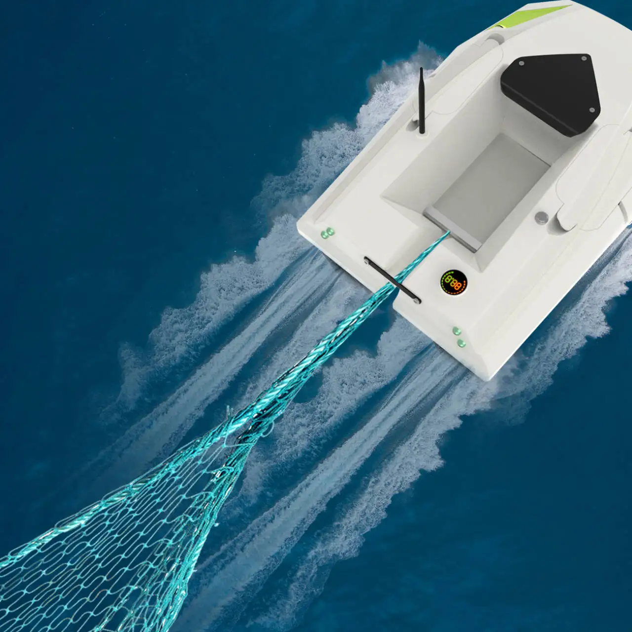 เรือตกปลาบังคับวิทยุ D50 12V รุ่นใหม่ พร้อมระบบปล่อยสาย สำหรับตกปลาคาร์พ