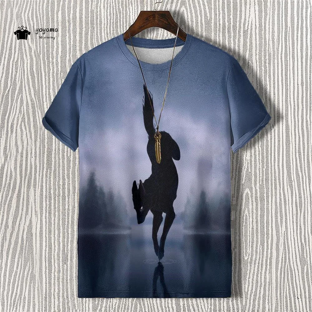 

Модная мужская футболка с короткими рукавами, темная футболка с животным принтом, персонализированные повседневные топы, мужская уличная повседневная одежда больших размеров