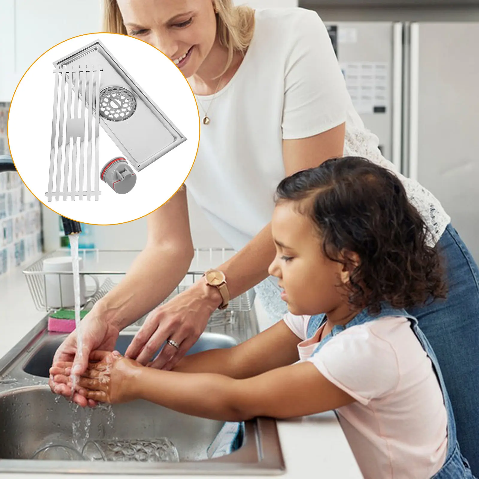 

1Set Premium Stainless Steel Floor Drain Cover Hair Catcher Bathroom Shower Tub Drain Strainer Prevent Clog Odor Sewer Backflow