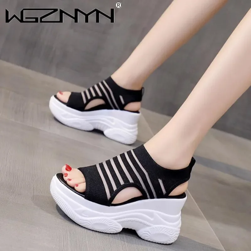 Heeled Sandals All-Match Muffins Shoe Open Toe High Heels Fashion Womens Shoes NEW Slip-on Loafers Summer Women Platform Sandals