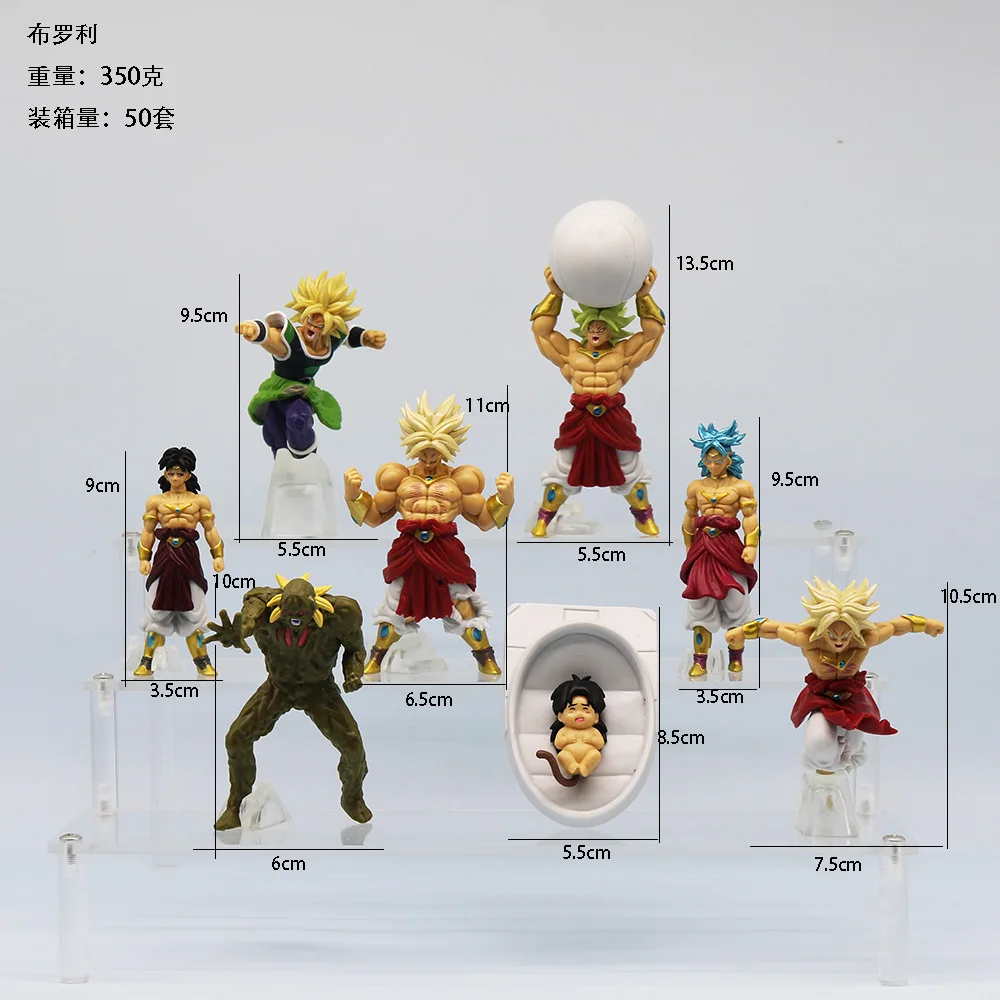 Figuras de acción de Pvc de Amine Dragon Ball Broly, figuras de Super Saiyan Broly, modelo de colección, regalos de juguete, 8 unidades por juego