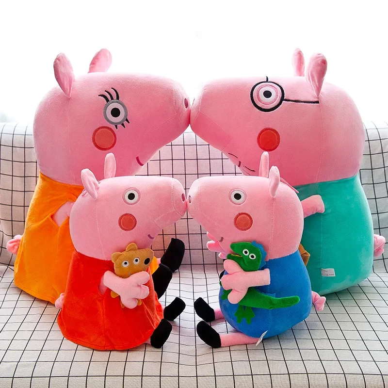 MINISO Genuine Peppa George Pig daddy mammy family plush toy doll Pink Pig Peggy doll Children's graduation Christmas gift doll