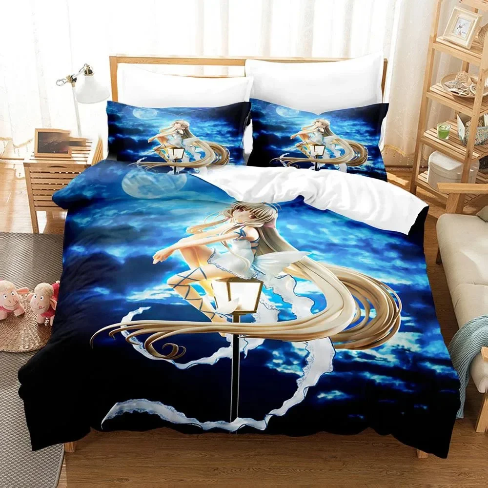 

3D Printing Kawaii Anime Chobits Chi Bedding Set Boys Girls Twin Queen Size Duvet Cover Pillowcase Bed Kids Adult Home Textile
