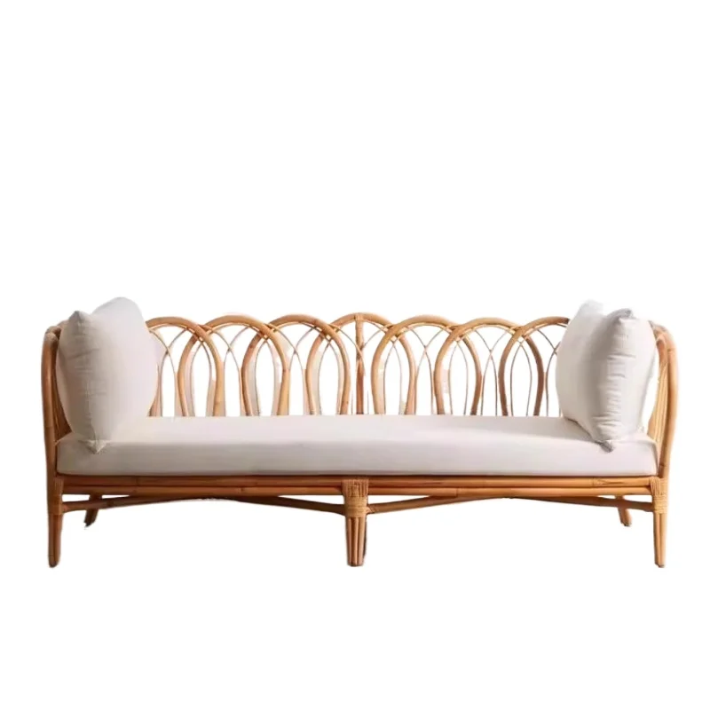 

Wabi-sabi style home small apartment simple handmade rattan sofa B&B rattan s ofa