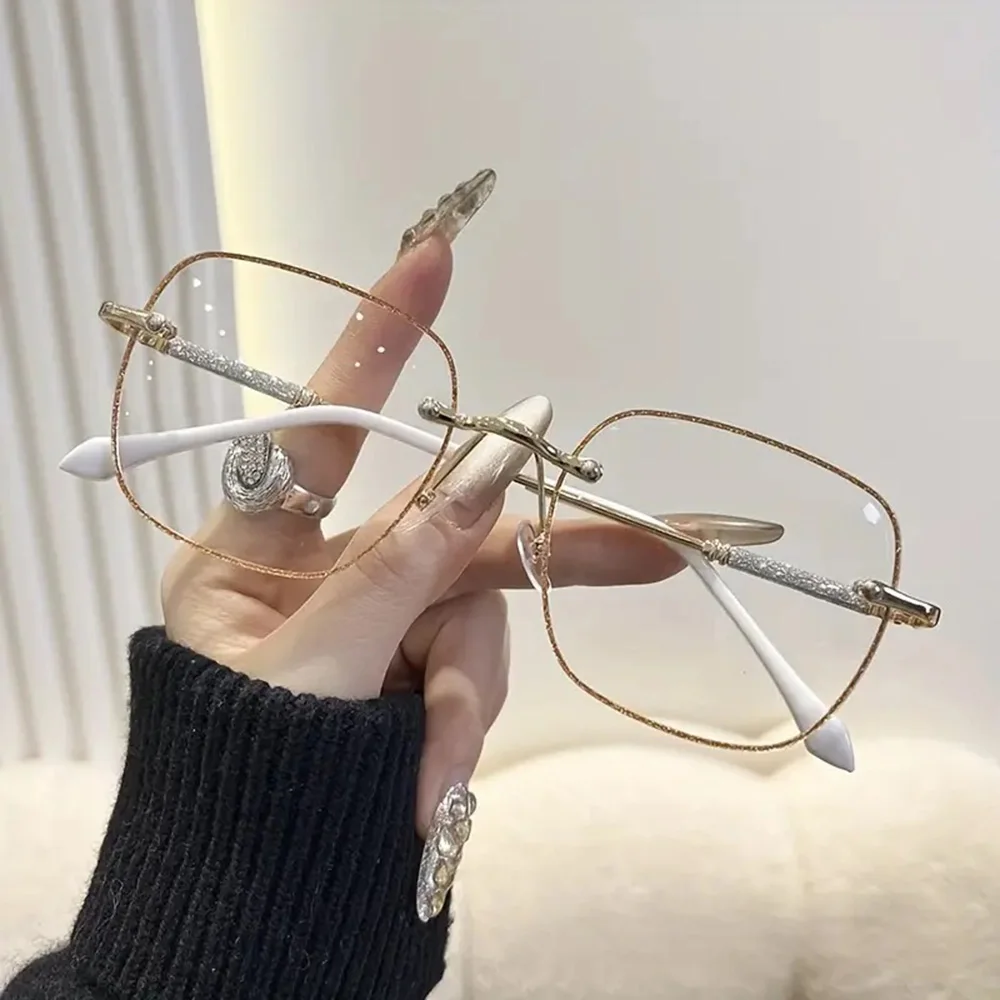 2 قطعة HD الماس الديكور نظارات للقراءة الذهب والفضة اللون موضة مكافحة نظارات الضوء الأزرق عالية الجودة قصر النظر الشيخوخي
