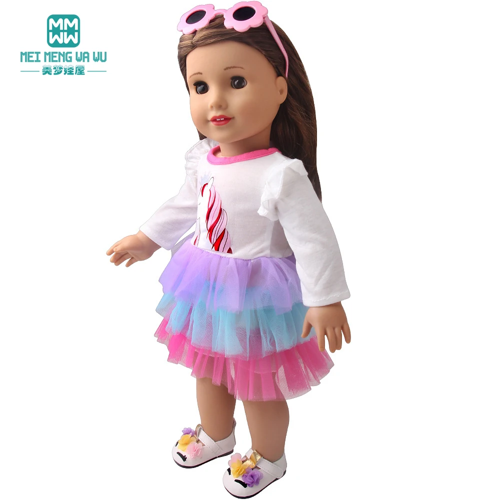 Puppe Kleidung Fit 45cm Spielzeug Amerikanische Puppe Mode Cartoon Gaze Kleid Hemd Hosen Schuhe Mädchen Geschenke – Detail 11